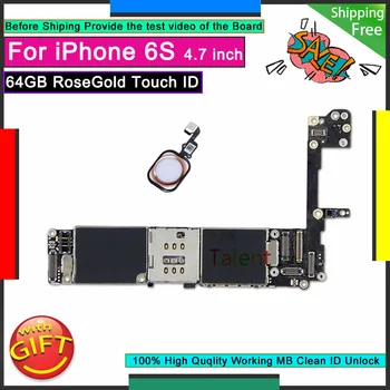 

For IPhone 6S Motherboard 64GB RoseGold Touch ID Unlocked Disassembly Mainboard Good Working Logic Board Tested Full Functions