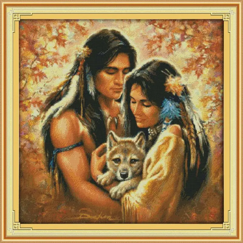 Joy Sunday Tender & Soft As Water Couple Набор для вышивки крестиком из ткани DMC 14CT|printed cross stitch|cross