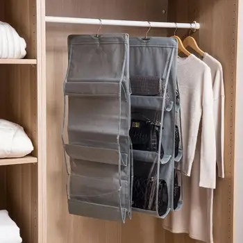

3 Layers 6 Pocket Foldable Hanging BagFolding Shelf Bag Purse Handbag Organizer Door Sundry Pocket Hanger Storage Closet Hanger