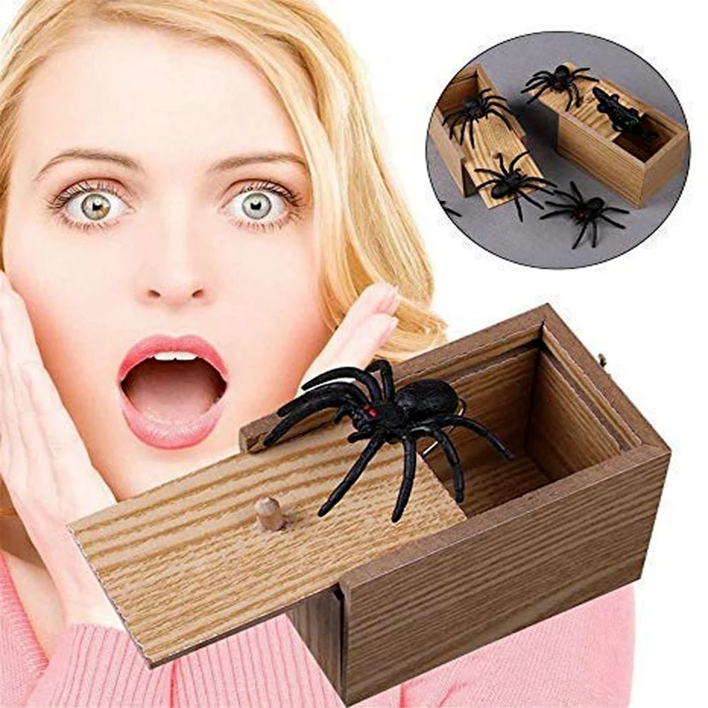 Funny Scare Box Wooden Prank Spider Hidden In Case Great Quality Prank-Wooden Scarebox Interesting Play Funny Play Joke Gift Toy
