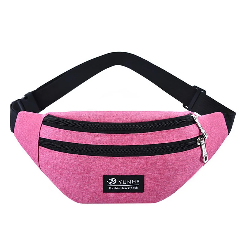 CYSINCOS Casual Waist Bag For Women Men Waist Bag Colorful Unisex Waistbag Belt Bag Fashion Mobile Phone Zipper Pouch Packs Belt - Цвет: pink