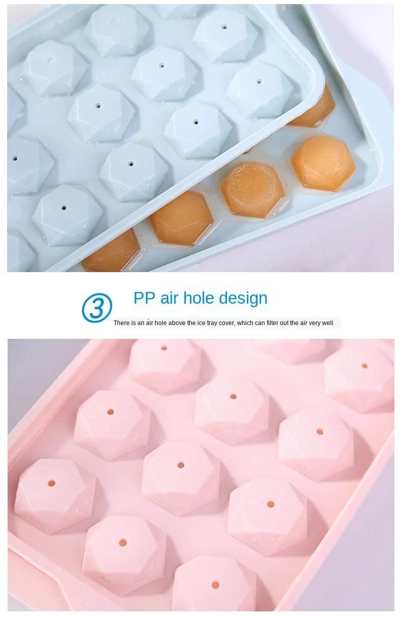 Creative ice cube tray diamond 18 grid ice tray mold ice cube box ice cube mold with lid plastic diy ice mold  popsicle molds