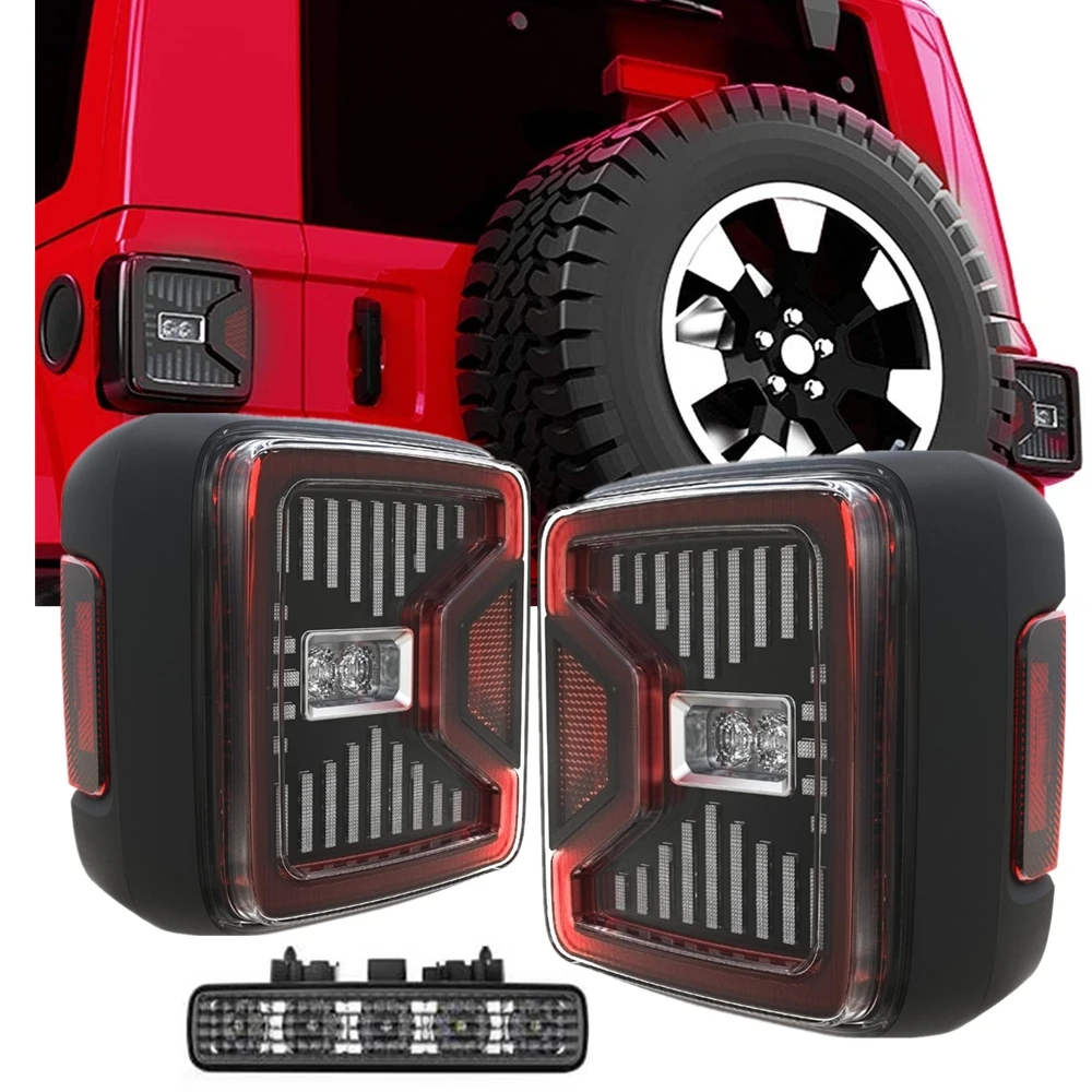 

New Led Tail Lights +Smoked Rear Led Brake Lights Set For Jeep Wrangler JL 2018 2019 2020 JL Accessories