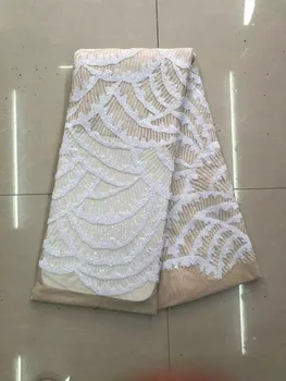 

2019 White Nigeria French Lace Fabric With Sequins Mesh French Lace Fabric High Quality Net French Lace For Women JL911