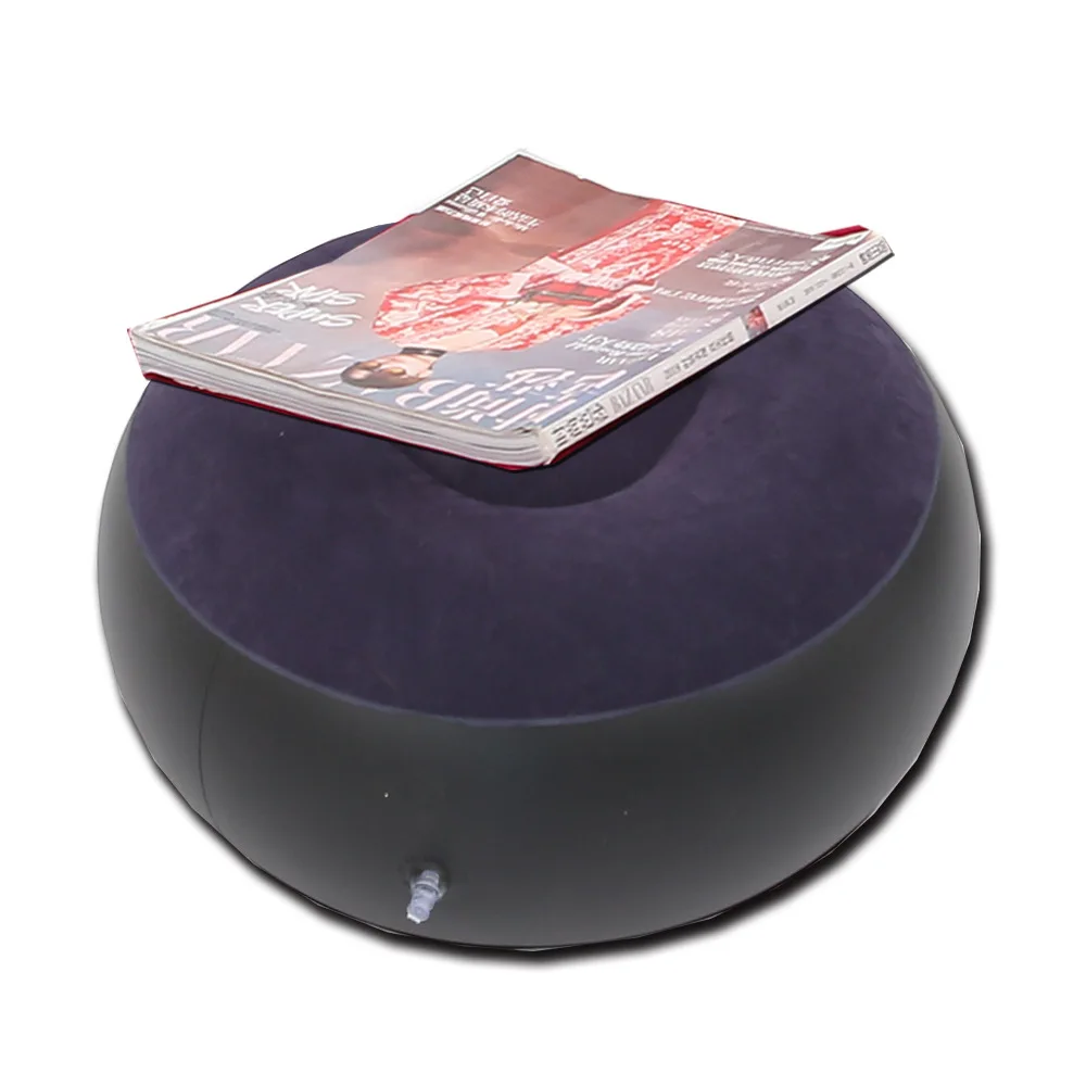blue Round stool Кресло-мешок ленивый диван надувной раскладной открытый диван-кровать с педалью удобный стекающийся одиночный диван кресло ворсовое покрытие - Цвет: blue Round stool
