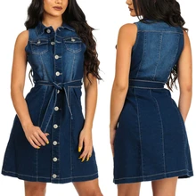 Весна/Осень женское джинсовое платье уличная Корейская harajuku юбка размера плюс с высокой талией свободный пояс женское платье без рукавов