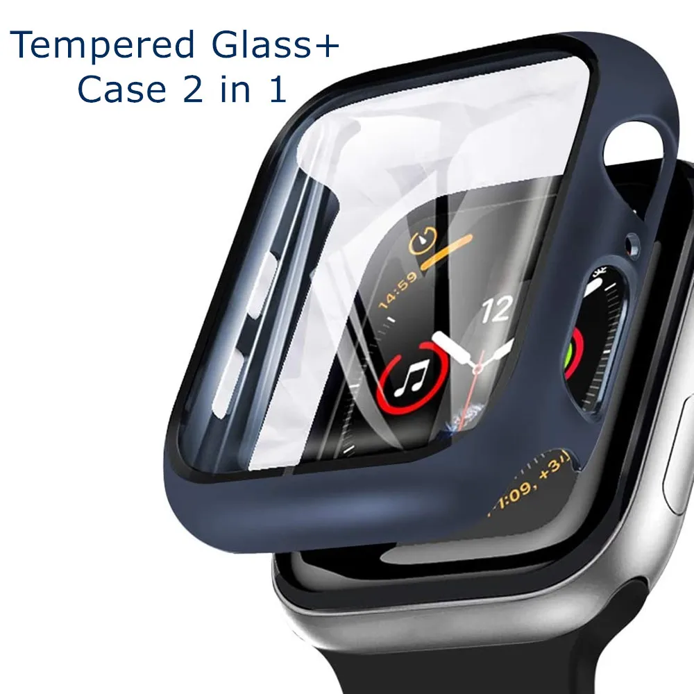 Cristal templado para Apple Watch, protector de parachoques de 42mm y 38mm para carcasa de reloj apple 6/SE/5/4/3/2/1 iWatch, 44mm, 40mm, 42mm y 38mm