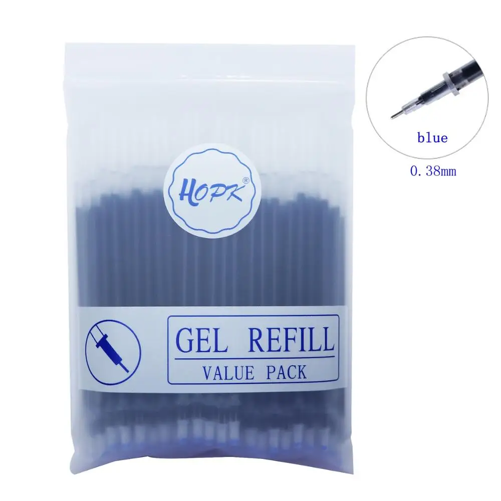 100Pcs/Lot Office Gel Pen Refill Set 0.5mm/0.38mm Blue Black Red ink Rod Bullet/Needle Tip Pen Refill School Writing Stationery