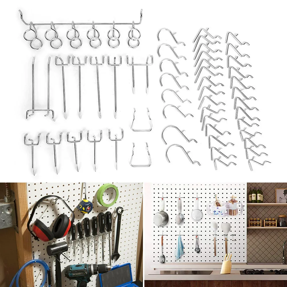 50 шт. крючков для Pegboard, ассортимент, набор, перфорированные доски для Peg, инструменты для организации, промышленное оборудование, органайзер, набор аксессуаров