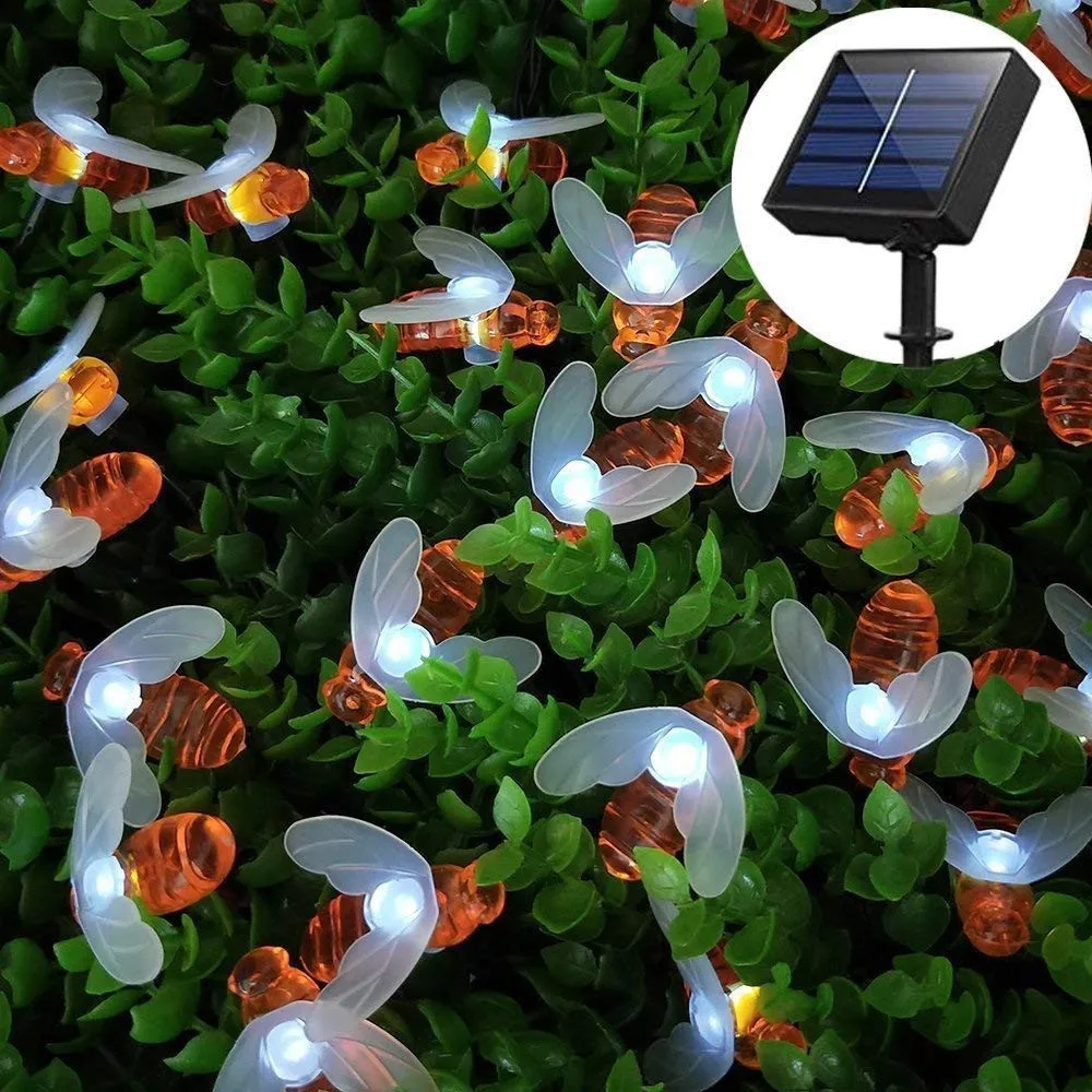 Outdoor Solar Bee String Light 5M 20LED Garden Light 8 Modes Fairy String Lights Waterproof For Yard Fence Wedding Decoration led string lights String Lights