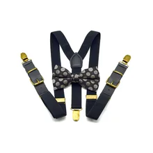 Бантом черного цвета для взрослых с брюки свинца, комплект одежды с бантом Для Мужчин's и wo Для мужчин шоу ремень клип комплект