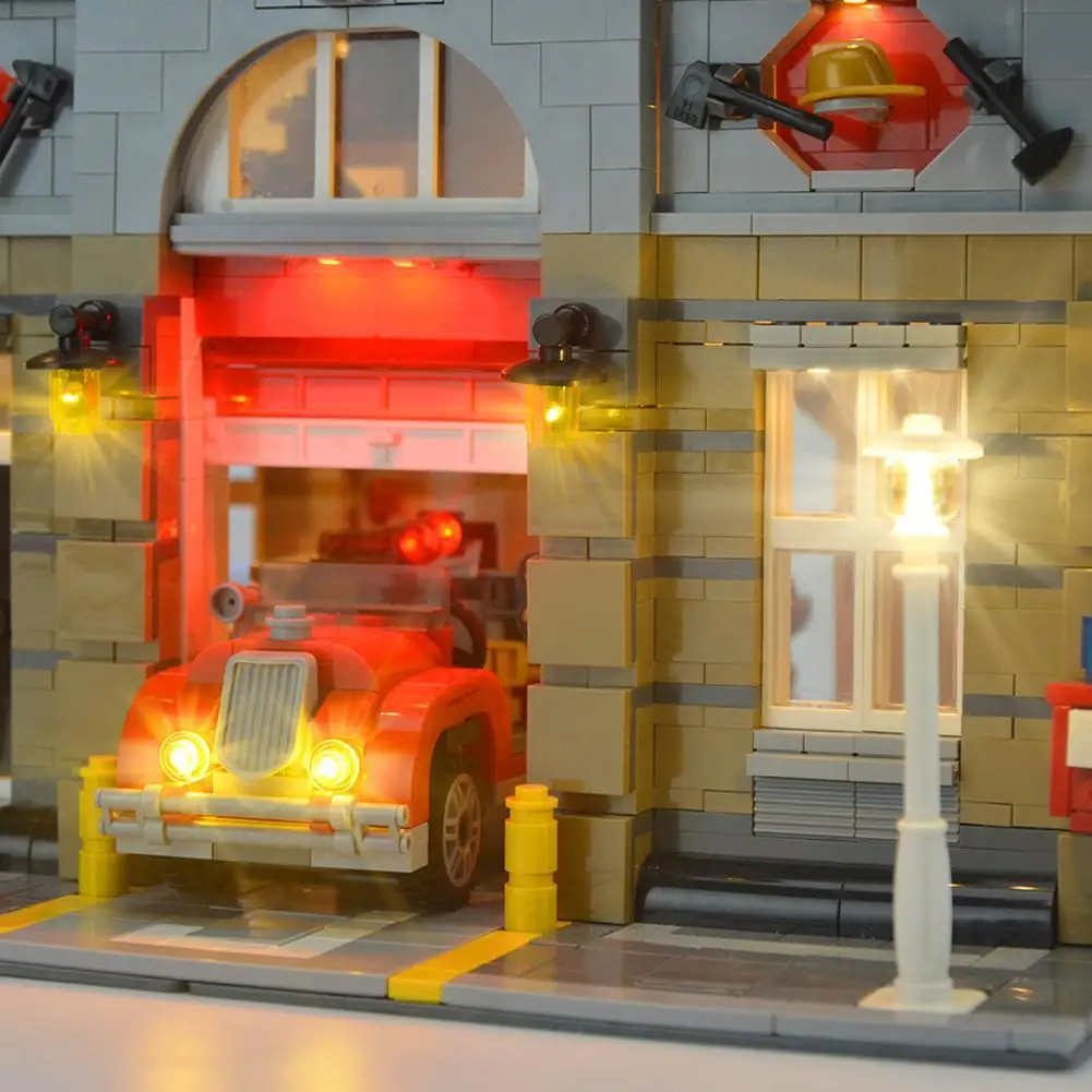Для 10197 пожарная станция пожарная машина светодиодный светильник совместим с 10197 кирпичным освещением(только огни