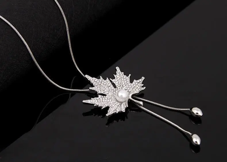 Длинные ожерелья для женщин Collier Femme модные ожерелья с искусственным жемчугом и кулонами свитер цепь воротник ювелирные изделия Mujer
