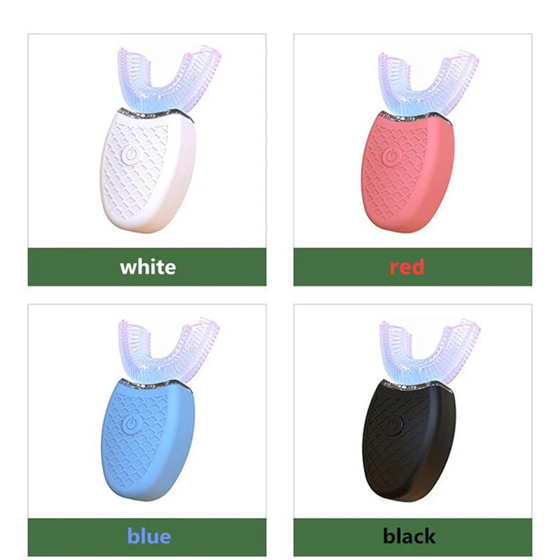 360 Degrees U Type Automatic Electric Toothbrush High Frequency Ultrasonic Vibration Blue Light Whiten Teeth Silicone Brush Head 360 Degrees U Type Automatic Electric Toothbrush High Frequency Ultrasonic Vibration Blue Light Whiten Teeth Silicone Brush Head