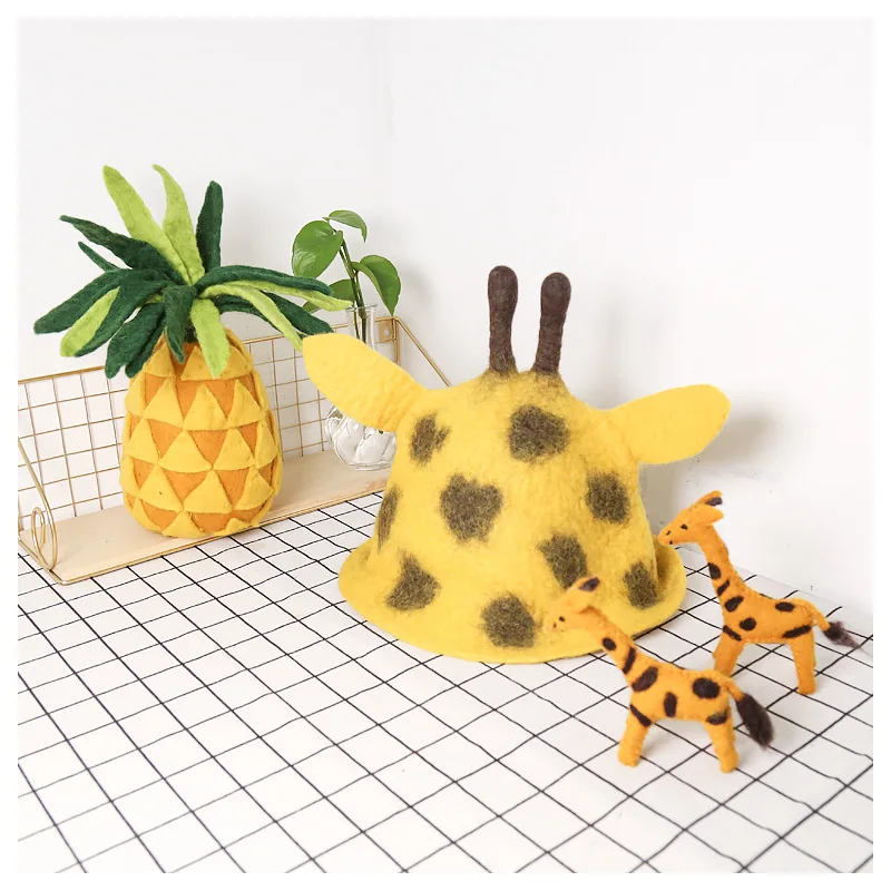 Nepal handmade wool felt giraffe hat cute plush velvet female temperament personality female hat