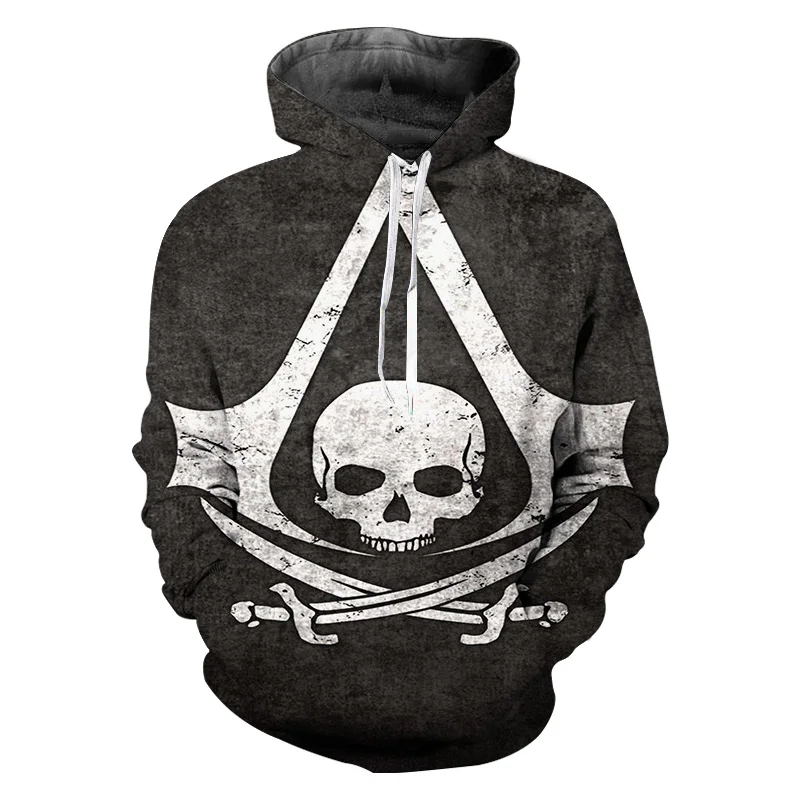 Assassin's Creed, толстовка с капюшоном и черепом для мужчин, мужские толстовки, мужские толстовки, уличная одежда