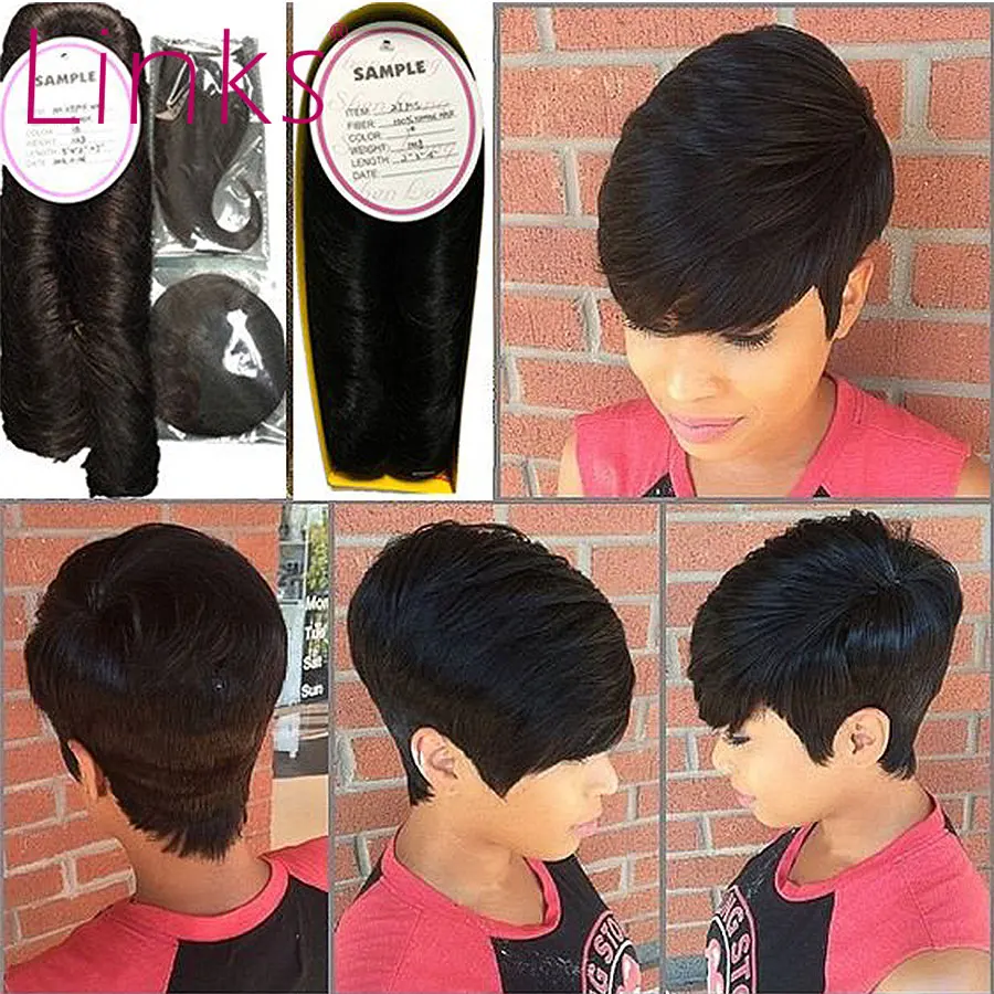 [LINKS] 28pcs/pack 3-5inch Short Straight Sew in Hair Extension 100% Human hair Bundles weave for African Black Women |