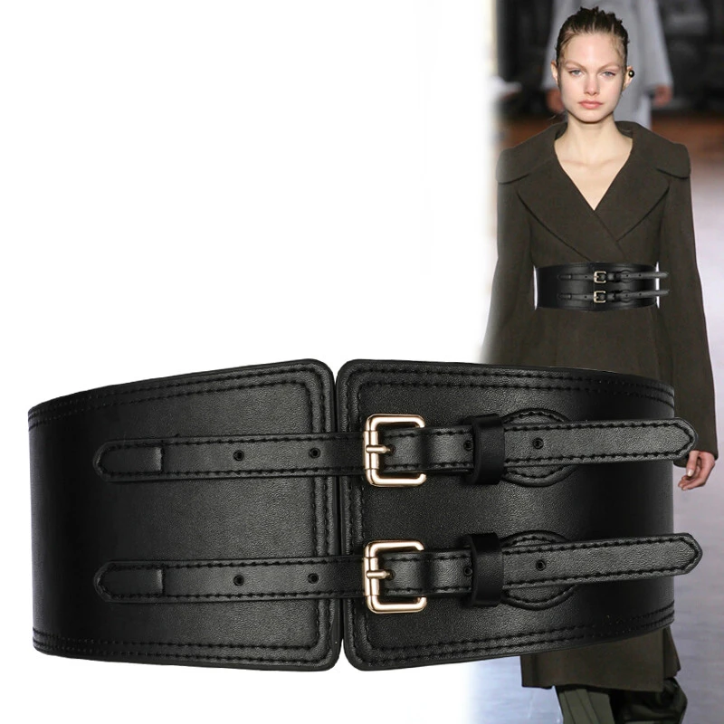 ladies wide black belt