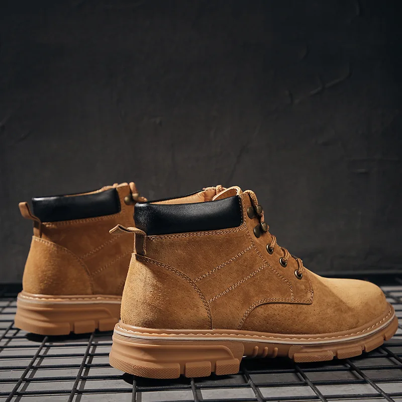

New Style Martin Boots Men's 2019 Autumn Men Worker Boot Retro MEN'S SHOES Europe And America Lace-up Worker Boots round-Toe Com