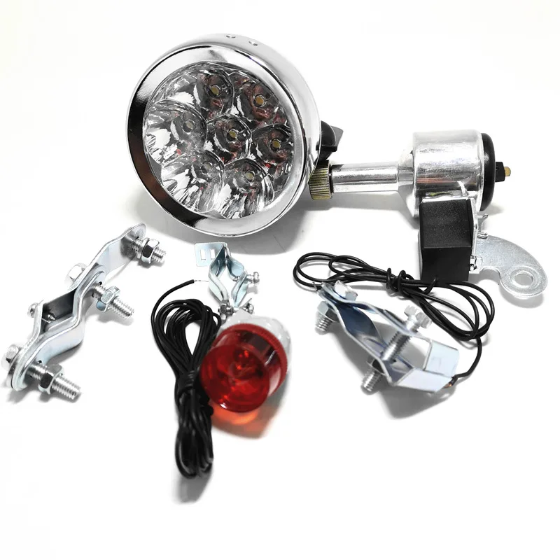 Q038 моторизированный задний светильник, головной светильник, комплект, велосипедный фрикционный генератор, Динамо велосипедный головной задний светильник светодиодный фонарь MTB Ретро велосипедные светодиодные фонари