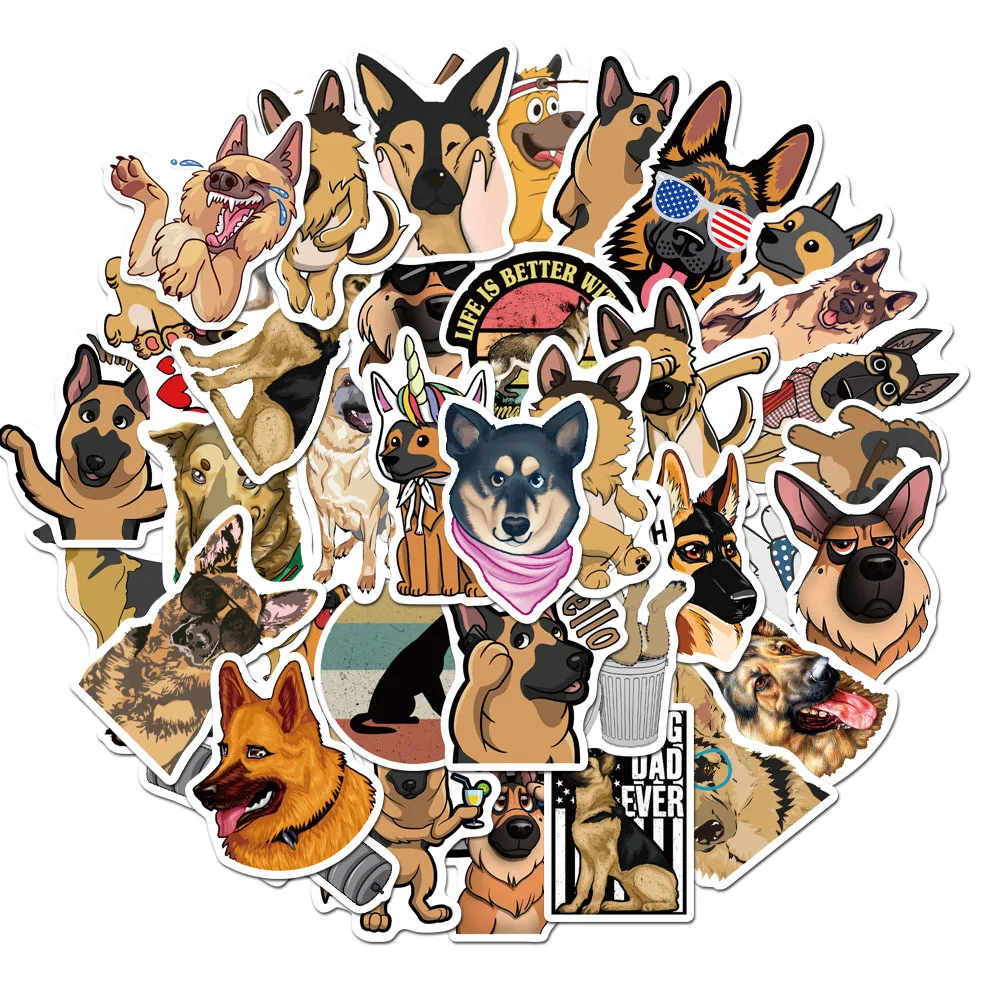 

50PCS German Shepherd Dog Stickers for Scrapbooking Laptop Guitar Skateboard Suitcase Decal Animal Puppy Sticker Free Shipping