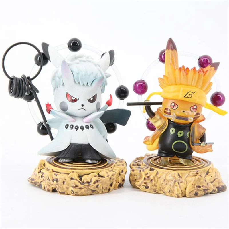 Figurines De Dessin Anime Pikachu Naruto Uzumaki Uhciha Obito Cosplay Jouets Mignons Jeu D Action Pokemon Cadeau Pour Enfants 10cm Aliexpress