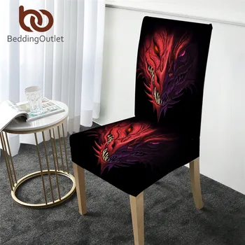 

BeddingOutlet Red Dragon Chair Cover Head of Angry Spandex Elastic Slipcover 3D Print Seat Case Cover Demon Game Funda Silla