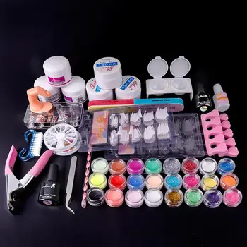 

Nail Art Acrylic Liquid Powder Set Nail Painting Brush False Nail Tips Extension Form Nail Files DIY Home Manicure Care Kit