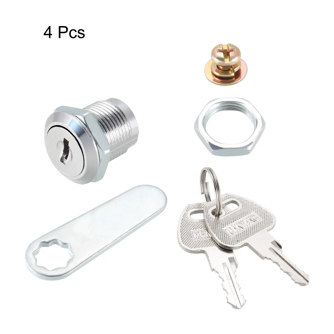 uxcell Cam Locks 20mm Cylinder Length Fits Max 1/2-inch Thick Panel Keyed Alike 4Pcs