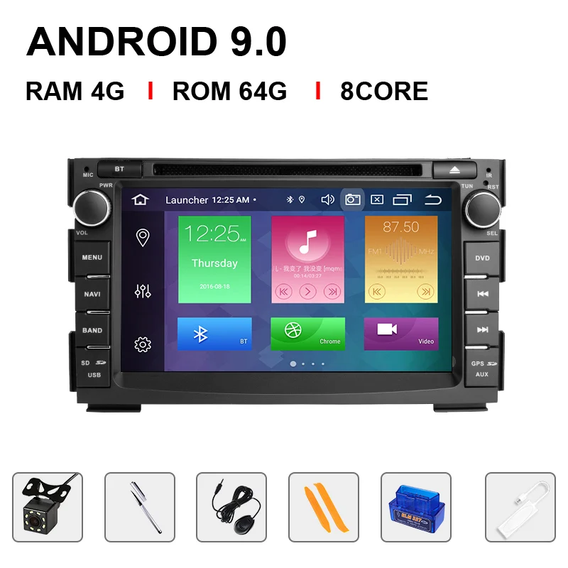 " ips DSP 4G 64G Android 9 Автомобильный DVD Радио для KIA Ceed 2009 2010 2011 2012 Авто gps навигация головное устройство аудио камера заднего вида TPMS - Цвет: 64ROM Carplay OBDCam