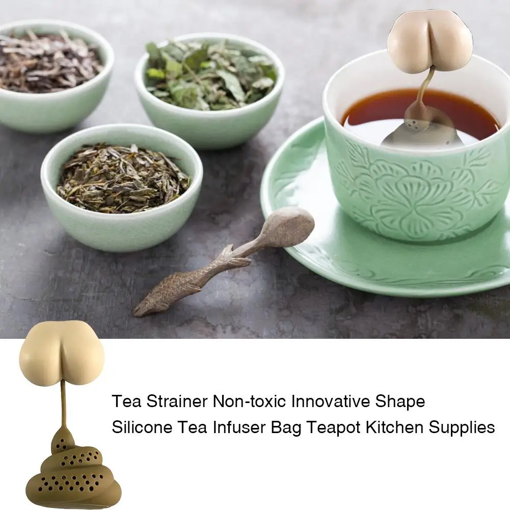 Ситечко для чая в форме какашки, нетоксичное, инновационная форма, силиконовый чайный заварочный пакет, чайный горшок, многоразовые товары для дома, кухни