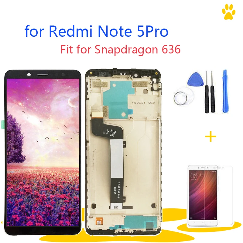 Сменный ЖК экран AAAA + рамка для Redmi Note 5 Pro Snapdragon 636 подарок|Экраны мобильных