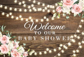 

HUAYI Baby Shower Photography Backdrop Aloha Party Banner Vinyl Wood Background Photobooth for Baby Shower Party Decor W-3371