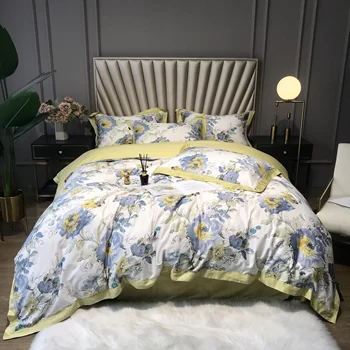 

TUTUBIRD Luxury Egyptian cotton bed linen European style satin bedsheet bedding sets Floral Pastoral king queen size bedspread