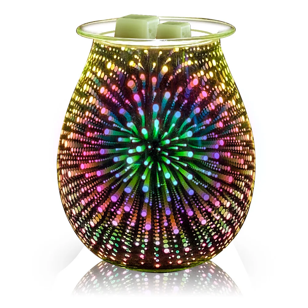 

Essential Oil Buner Electric Wax Heater Glass Aroma Diffuser 3D Light Wax Melt Warmer for Yoga Spa Living Room Ofiice
