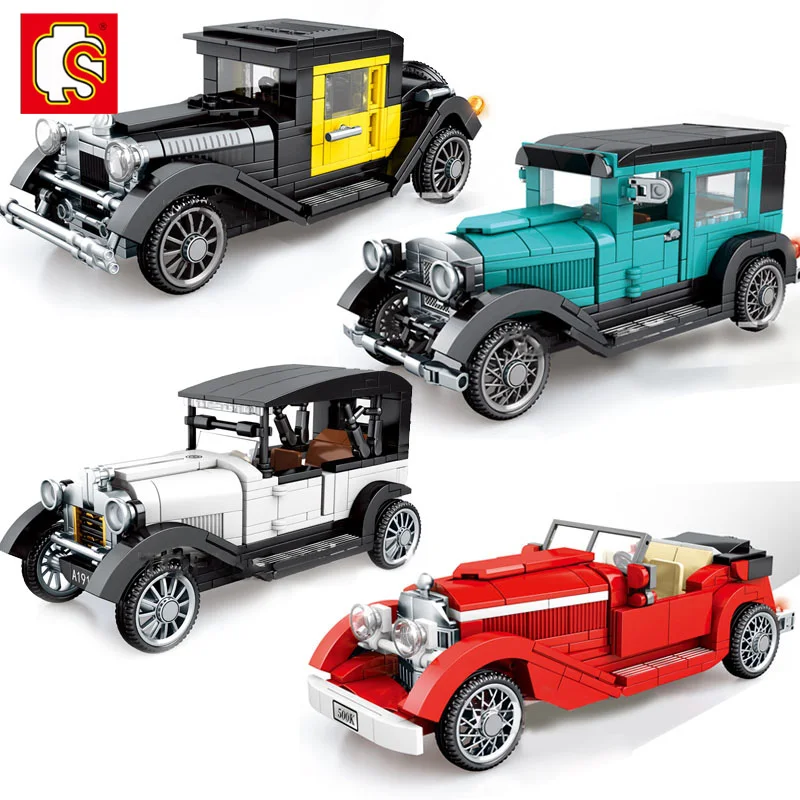 

SEMBO Vintage Technic CarBuliding Blocks Nostalgic Styles Classic Antique Cars Retro Roadster Vehicle Children's Assembled Toys