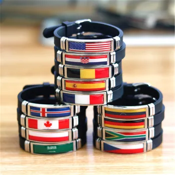 

Hot Sale Bracelet Stainless Steel France, Argentina, Iceland, Canada, Venezuela Flag Silicone Bracelet Jewery Customizable