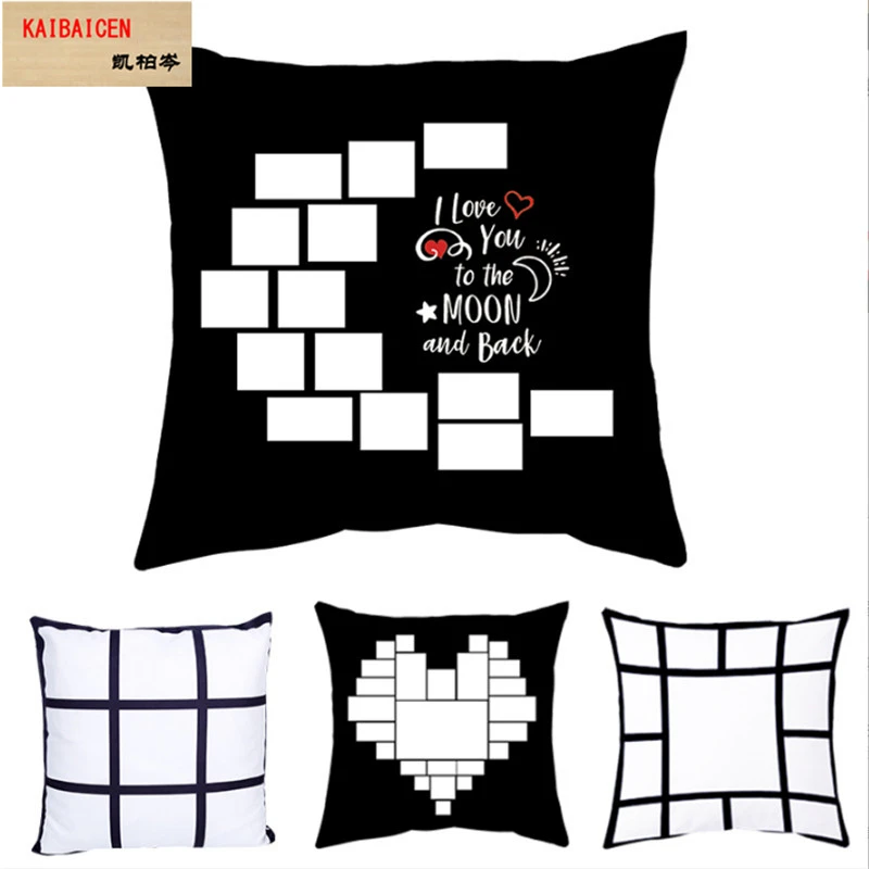 10pcs/Lot Sublimation blanks heart moon pillowcase 40*40cm blank Short fleece 9 grid /6/4/13 grids pillow cover thermal transfer best plastic for 3d printing