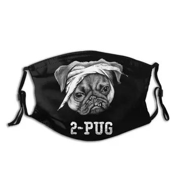 

Hip Hop 2pac Tupac 2-Pug Reusable Face Mask With Filters 3D Print Sunproof Protection Cover Mouth Muffle