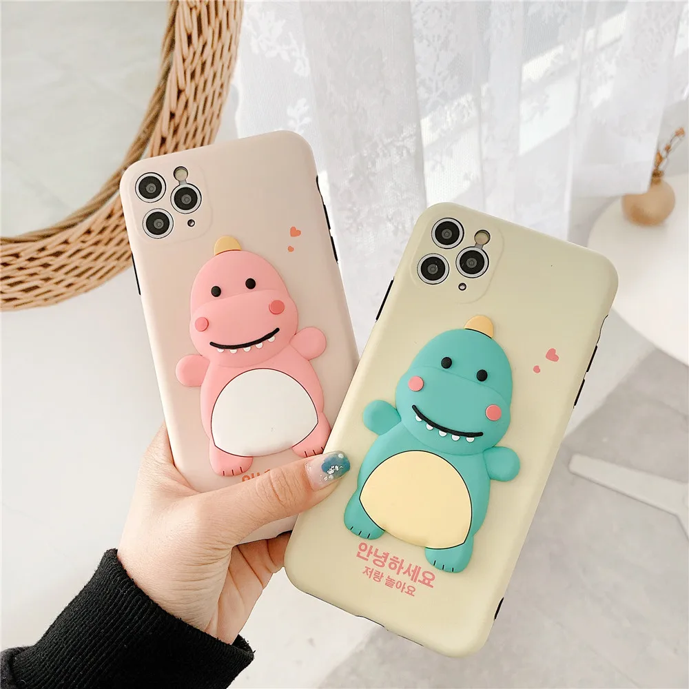 Чехол для iPhone11 XR XS Max 3D с милым мультяшным динозавром чехол iPhone7 8 Plus SE 2020 мягкий