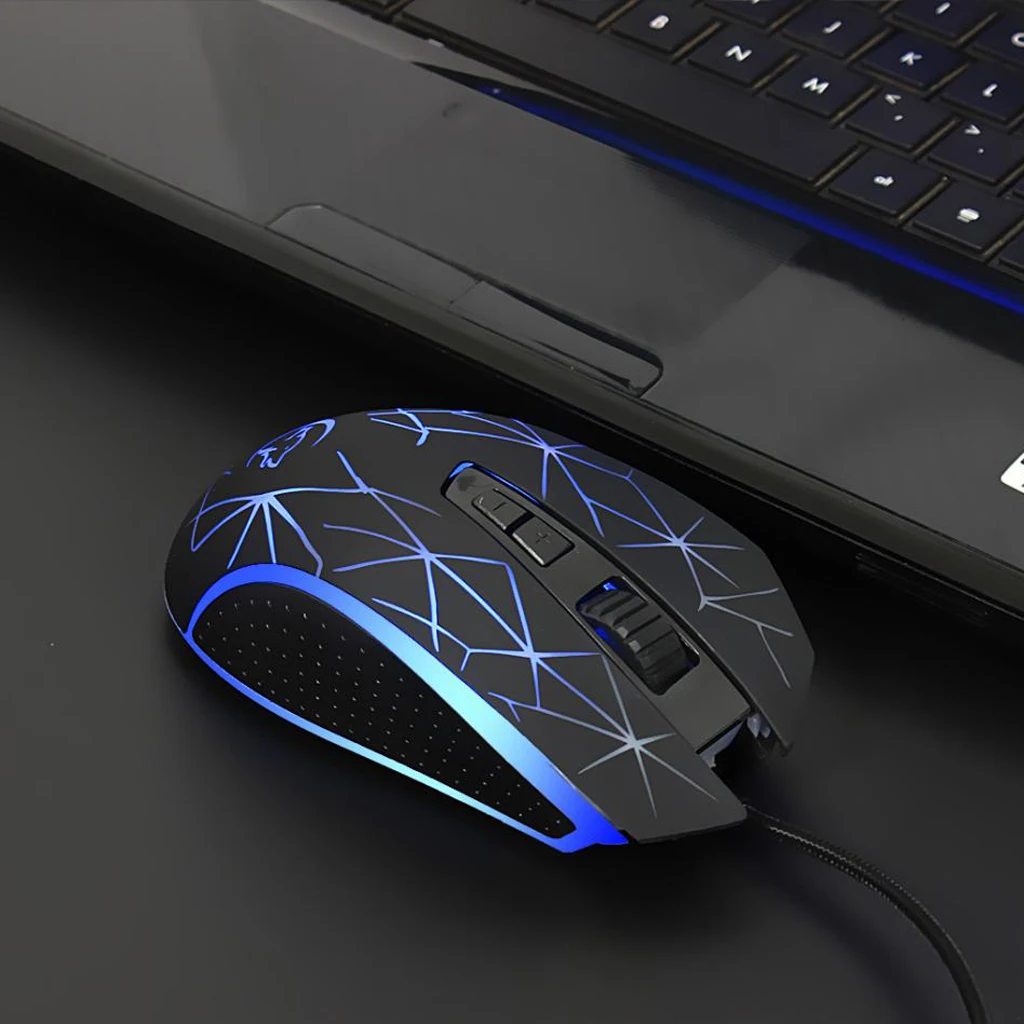 Optical Mouse Wired Colorful Lights G816 USB 9 Buttons DPI 1200-1600-2400-3200 For Laptop, Desktop Computer (Black)