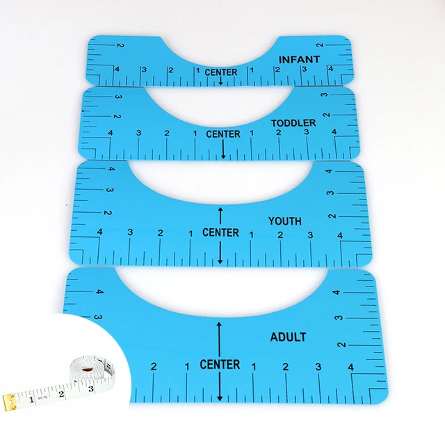 5Pcs/set T Shirt Ruler Guide for Applying and Sublimation Guide Cloth Design T Shirt Measurement Ruler DIY Draft Tools Template 