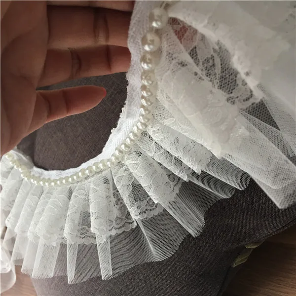 9 см широкие роскошные белые складки кружева Peals бисерные Кружева Аппликация 3D вышитые ленты свадебное платье занавес Гипюр Швейные принадлежности