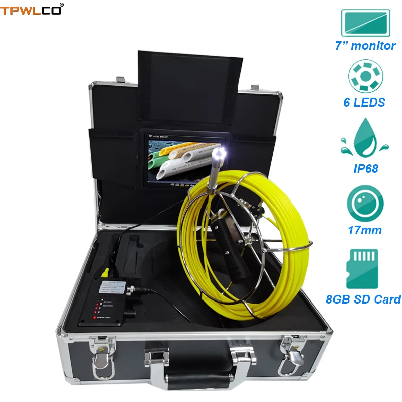 

CCTV Endoscope Pipe Inspection Equipment System With DVR Function Drain Waterproof 17mm Surveillance Camera 20-50m Cable Reel