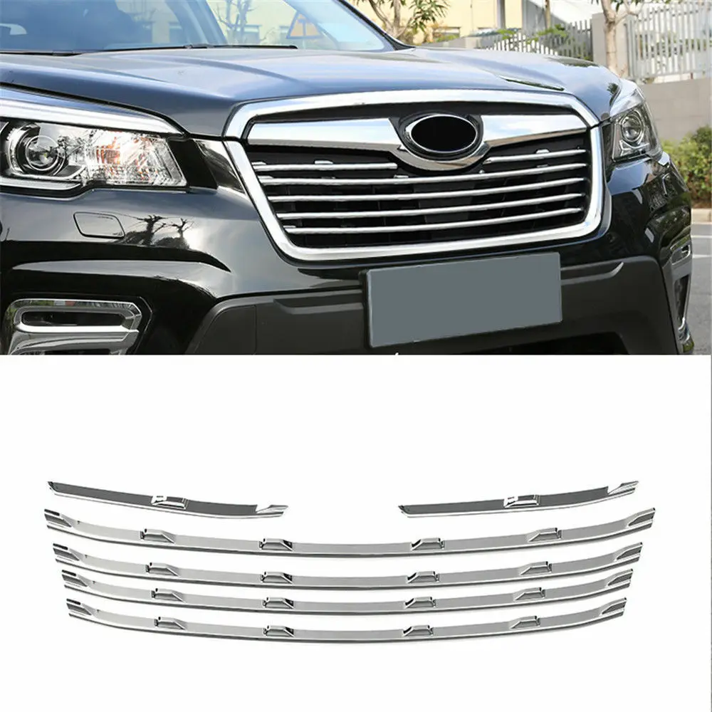 Для Subaru Forester Хром Передняя Центральная Решетка чехол с полосками отделка 6 шт
