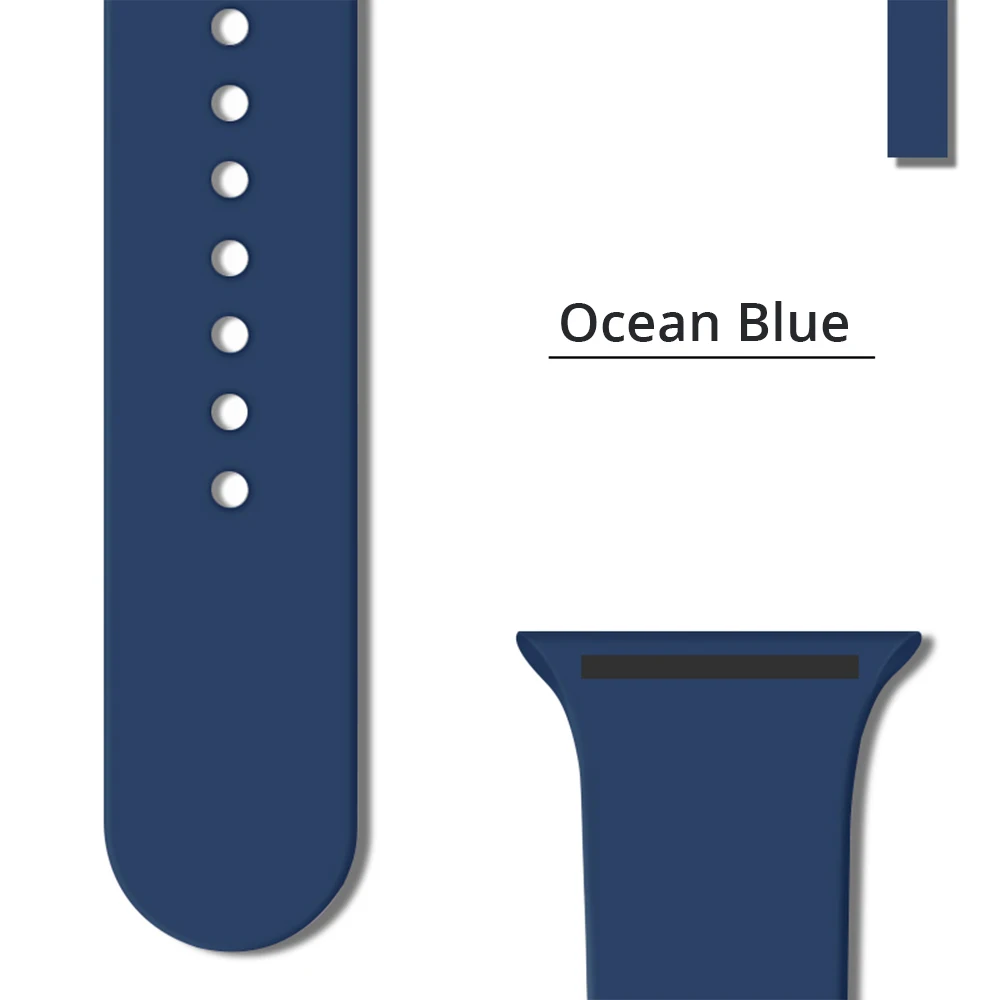 Ocean Blue Спортивный силиконовый ремешок для Apple watch, версии 5 серии 4 44 мм 40 мм, сменный ремешок для наручных часов, ремешок для наручных часов Iwatch 3/2/1, 42 мм, 38 мм - Цвет ремешка: Ocean Blue