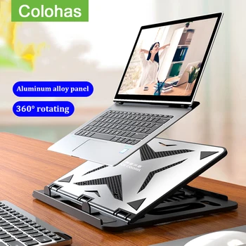 

Drop Shipping Height Adjustment Laptop Stand For Macbook 360° Rotating Bottom Notebook Cooling Pad Bracket with phone stand