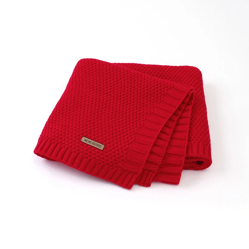 Детское одеяло вязаное шерстяное для новорожденных мальчиков и девочек супер мягкое одеяло обертывание Пеленальный диван прогулочная коляска ветрозащитная крышка детское постельное белье - Цвет: Red