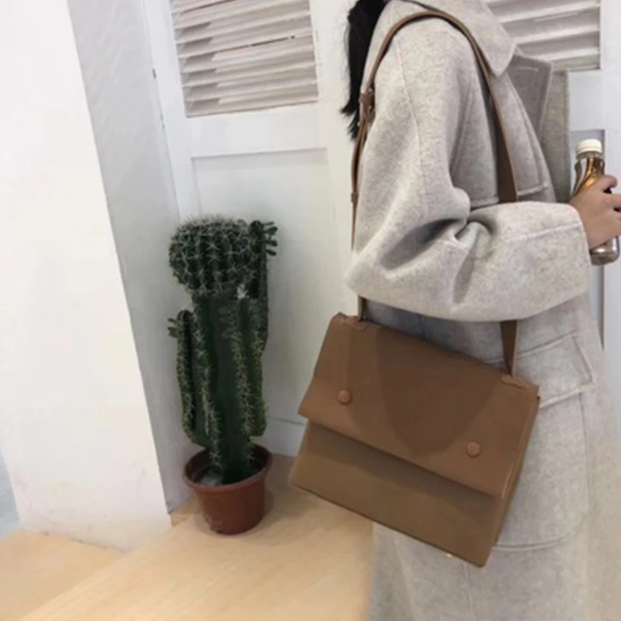 

Simple Women's Bags Vintage Button Matte Design Crossbody Bags For Women Casual Pu Solid Purses Ladies Shoulder Messenger Bag