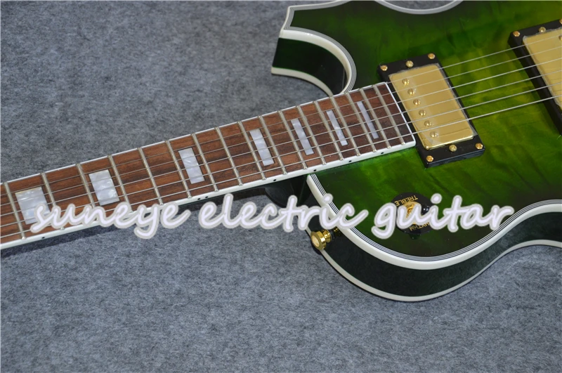 Зеленая стеганая китайская электрогитара DIY Гитарный комплект Левша гитара на заказ доступна жемчужная инкрустация Rosewood Fretboard